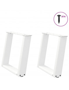 Gambe Tavolino Caffè a U 2 pz Bianco 50x(42-43) cm Acciaio