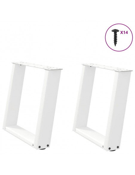 Gambe Tavolino Caffè a U 2 pz Bianco 50x(42-43) cm Acciaio