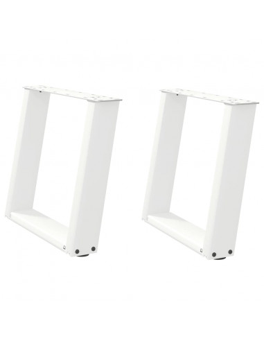Gambe Tavolino Caffè a U 2 pz Bianco 50x(42-43) cm Acciaio