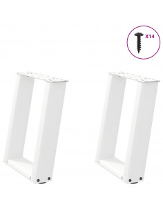 Gambe Tavolino Caffè a U 2 pz Bianco 38x(42-43) cm Acciaio