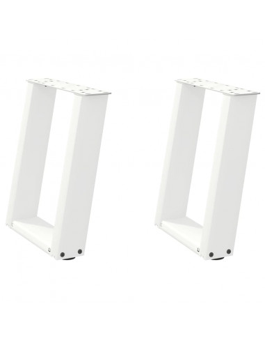 Gambe Tavolino Caffè a U 2 pz Bianco 38x(42-43) cm Acciaio