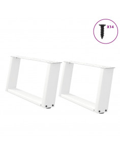 Gambe Tavolino da Caffè a U 2 pz Bianco 70x(30-31)cm in Acciaio