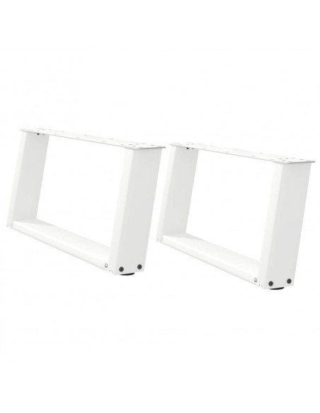 Gambe Tavolino da Caffè a U 2 pz Bianco 70x(30-31)cm in Acciaio