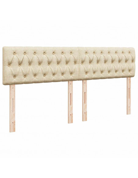 Struttura Letto Pouf con Materasso Crema 160x200 cm in Tessuto