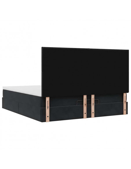 Struttura Letto Pouf con Materassi Nero 180x200 cm in Velluto