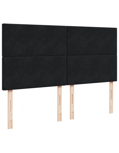 Struttura Letto Pouf con Materassi Nero 180x200 cm in Velluto