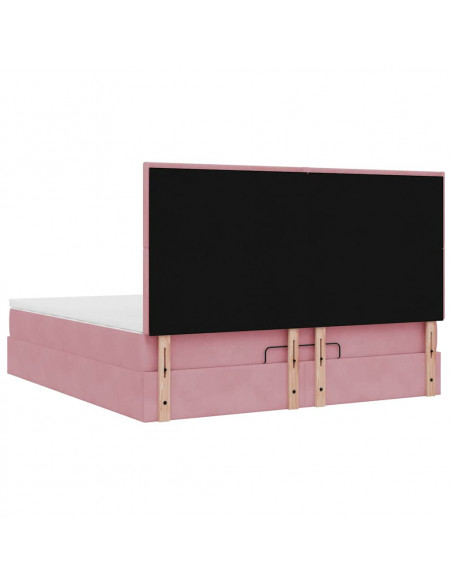 Struttura Letto Pouf con Materassi Rosa 180x200 cm Velluto