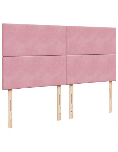 Struttura Letto Pouf con Materassi Rosa 180x200 cm Velluto