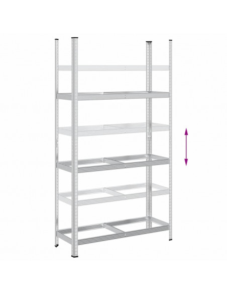 Ripiano per Pneumatici a 3 Strati Argento 110x40x200 cm Acciaio