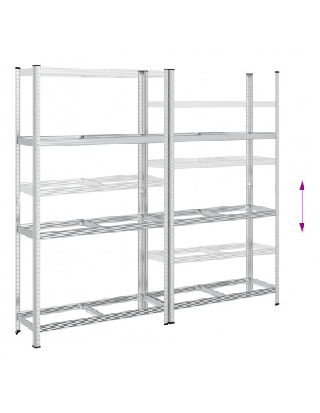 Ripiani Pneumatici a 3 Strati 2 pz Argento 110x40x200cm Acciaio