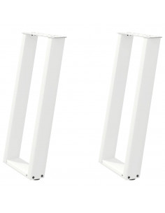 Gambe per tavolo consolle a forma di U 2 pz bianche 38x(72-73) cm in acciaio 2