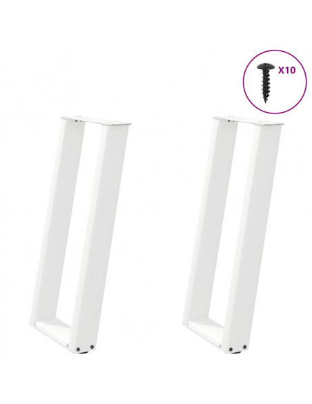 Gambe Tavolo Consolle a U 2 pz Bianco 28x(72-73) cm Acciaio