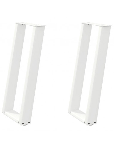 Gambe Tavolo Consolle a U 2 pz Bianco 28x(72-73) cm Acciaio