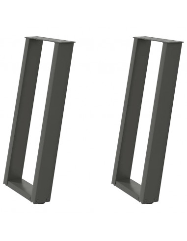 Gambe per tavolo consolle a forma di U 2 pz Antracite 38x(72-73) cm Acciaio