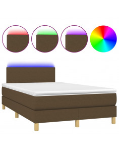 Letto a Molle Materasso e LED Marrone Scuro 120x200 cm Tessuto
