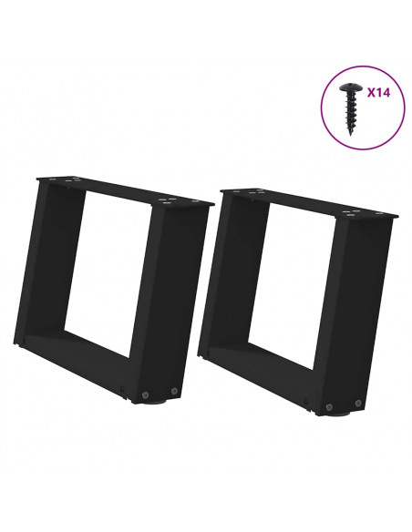 Gambe Tavolino da Caffè a U 2 pz Nero 50x(30-31) cm in Acciaio