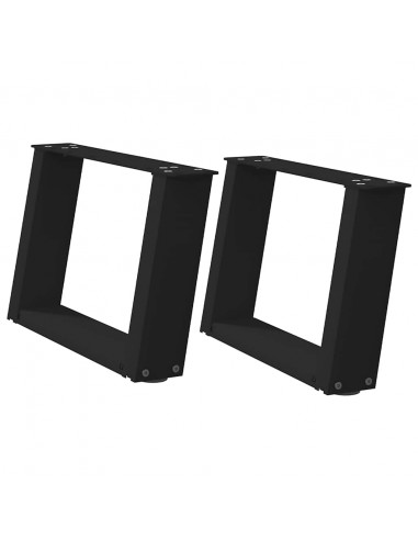 Gambe Tavolino da Caffè a U 2 pz Nero 50x(30-31) cm in Acciaio