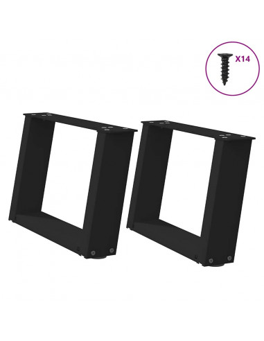 Gambe Tavolino da Caffè a U 2 pz Nero 40x(30-31) cm in Acciaio