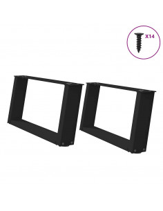 Gambe Tavolino da Caffè a U 2 pz Nero 60x(30-31) cm in Acciaio