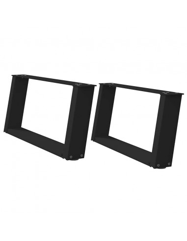 Gambe Tavolino da Caffè a U 2 pz Nero 60x(30-31) cm in Acciaio