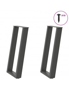 Gambe Tavolo Consolle a U 2 pz Antracite 28x(72-73) cm Acciaio