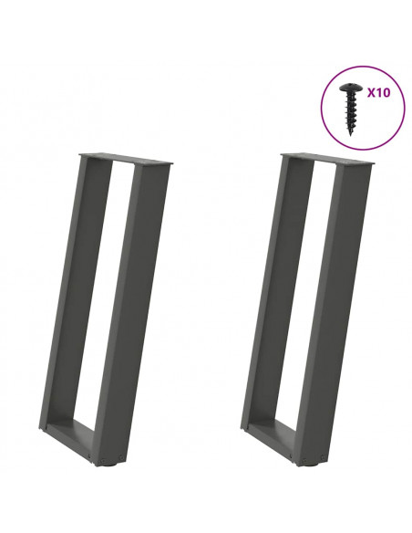 Gambe Tavolo Consolle a U 2 pz Antracite 28x(72-73) cm Acciaio