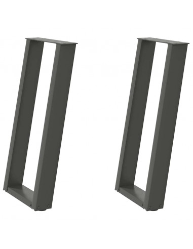 Gambe Tavolo Consolle a U 2 pz Antracite 28x(72-73) cm Acciaio