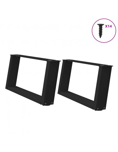 Gambe Tavolino da Caffè a U 2 pz Nero 70x(30-31) cm in Acciaio