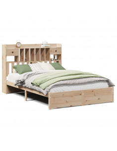 Letto Libreria senza Materasso 150x200 cm in Legno di Pino