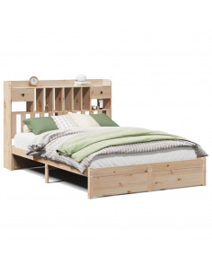 Letto Libreria senza Materasso 140x190 cm in Legno di Pino