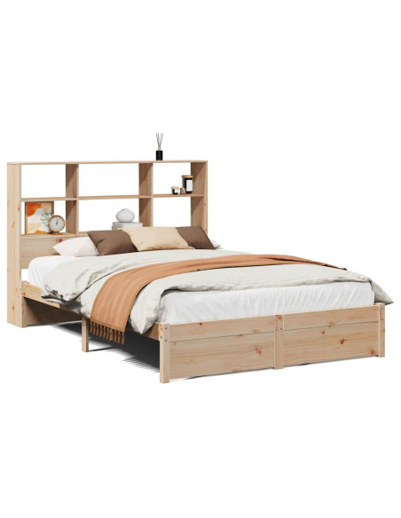 Letto Libreria senza Materasso 140x190 cm in Legno di Pino