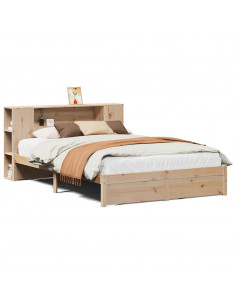 Letto Libreria senza Materasso 140x190 cm in Legno di Pino