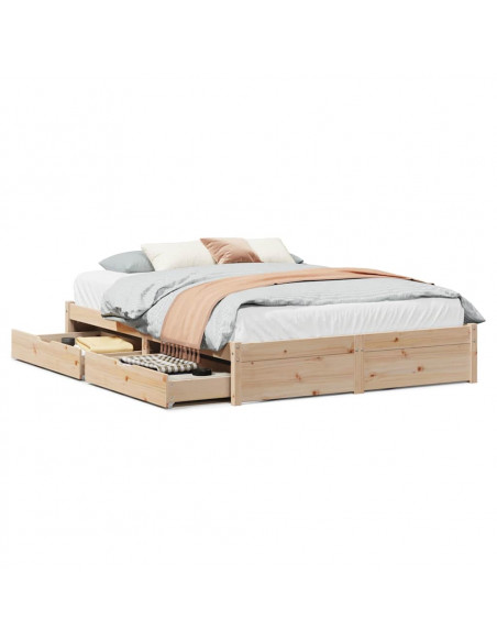 Letto senza Materasso 140x190 cm in Legno Massello di Pino