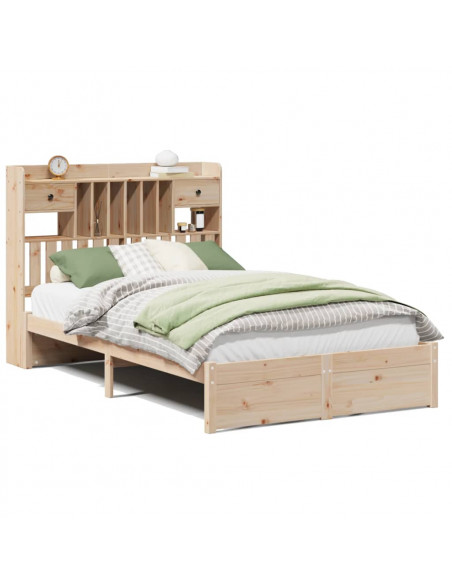 Letto Libreria senza Materasso 135x190 cm in Legno di Pino