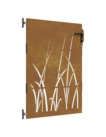 Cancello da Giardino 85x150 cm in Acciaio Corten Design Erba