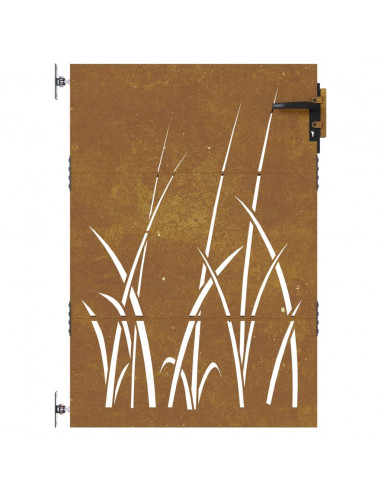 Cancello da Giardino 85x150 cm in Acciaio Corten Design Erba