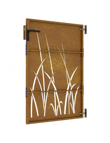 Cancello da Giardino 85x150 cm in Acciaio Corten Design Erba
