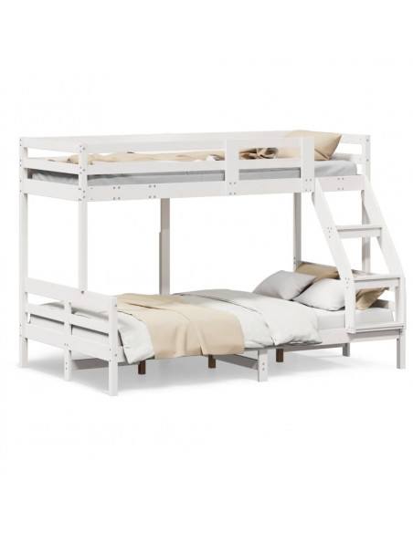 Letto a Castello 90x200/120x200cm Bianco Legno Massello di Pino