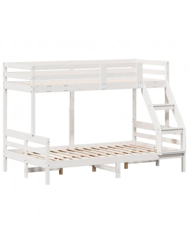 Letto a Castello 90x200/120x200cm Bianco Legno Massello di Pino