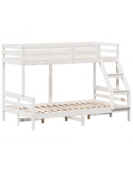 Letto a Castello 90x200/120x200cm Bianco Legno Massello di Pino