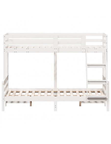 Letto a Castello 90x200/120x200cm Bianco Legno Massello di Pino