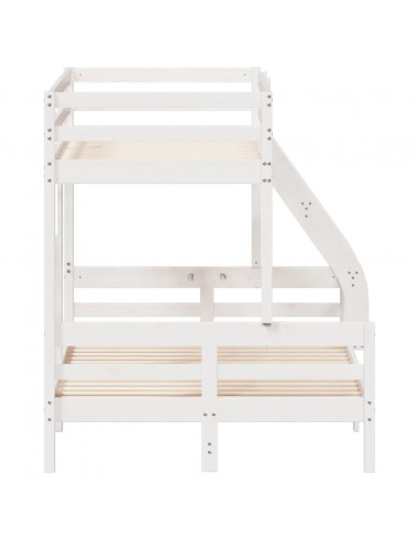 Letto a Castello 90x200/120x200cm Bianco Legno Massello di Pino