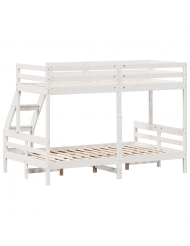 Letto a Castello 90x200/120x200cm Bianco Legno Massello di Pino