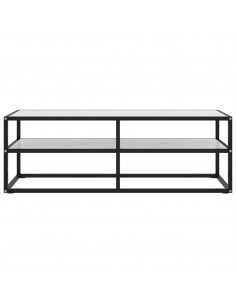 Mobile TV Nero con Vetro Bianco Marmo 120x40x40 cm 2