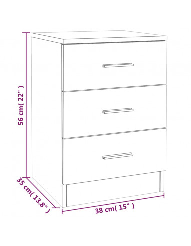 Comodino Rovere Fumo 38x35x56 cm in Legno Multistrato