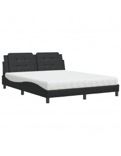 Letto con Materasso Nero 160x200 cm in Similpelle