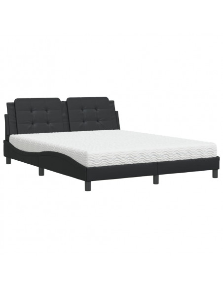 Letto con Materasso Nero 160x200 cm in Similpelle