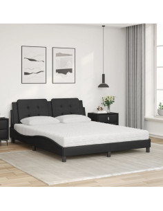 Letto con Materasso Nero 160x200 cm in Similpelle 2