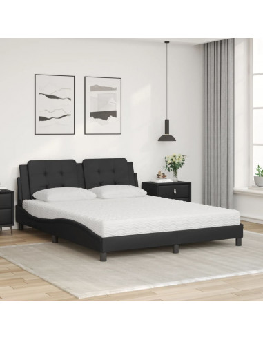Letto con Materasso Nero 160x200 cm in Similpelle