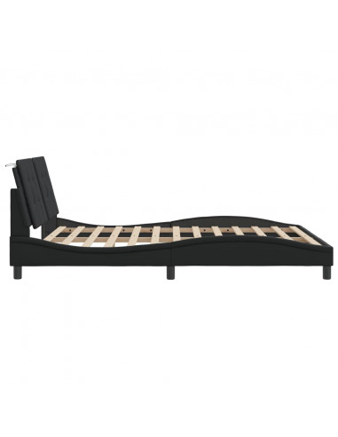 Giroletto con Luci LED Nero 160x200 cm in Similpelle